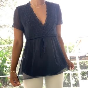 Rare J.Crew navy 100% silk blouse